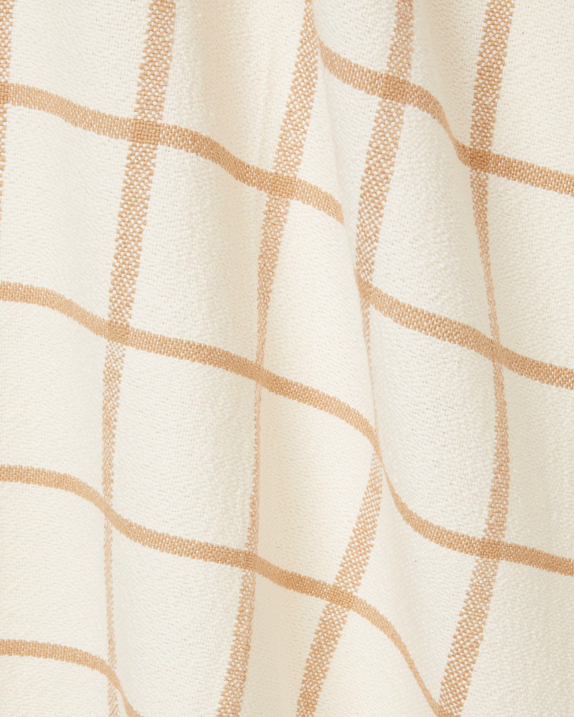 detail ethically handwoven GOTS-certified organic cotton MINNA Louise decorative throw blanket, neutral