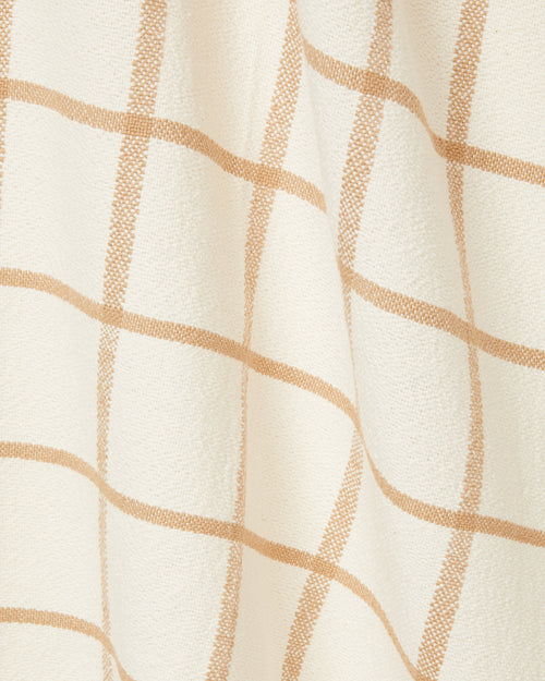 detail ethically handwoven GOTS-certified organic cotton MINNA Louise decorative throw blanket, neutral