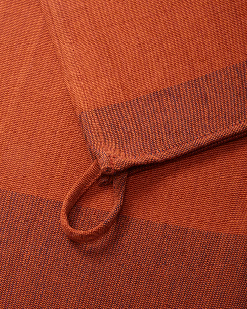 ethically handwoven cotton MINNA sol tea towel, hand towel, kitchen towel, in rust with hanging loop