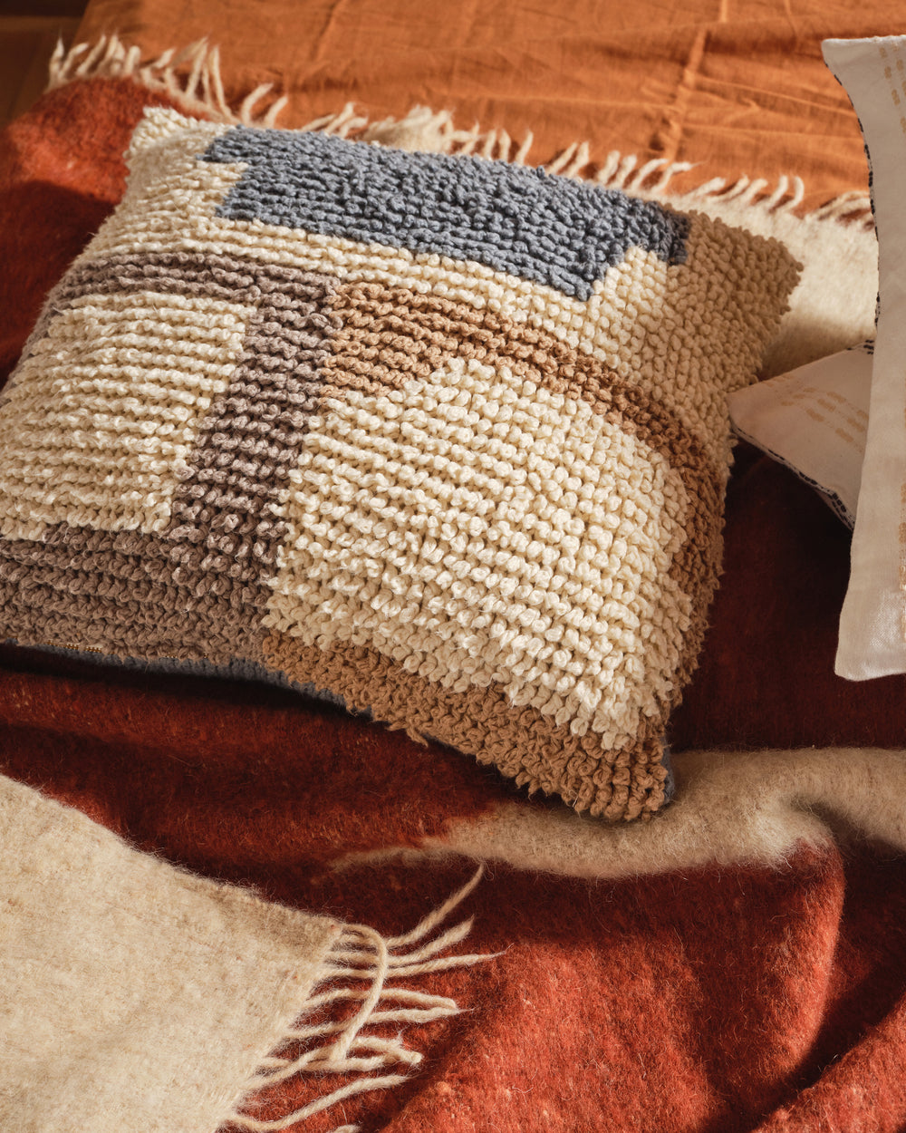 Arc Throw in Rust Ethical Sustainable Home Textiles MINNA MINNA