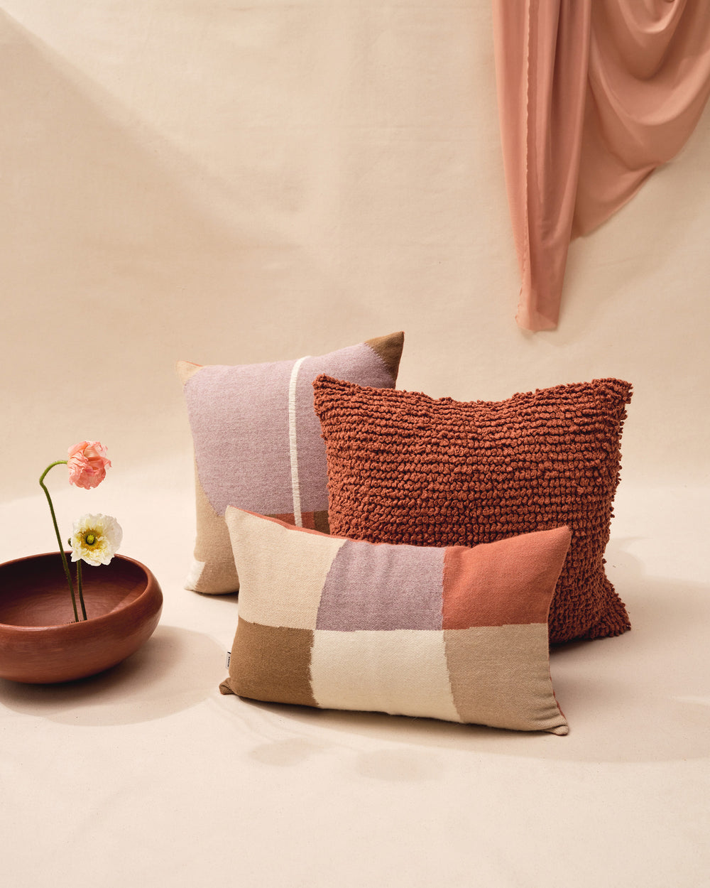 Patchwork Lumbar Pillow in Terracotta Ethical Home Decor MINNA MINNA