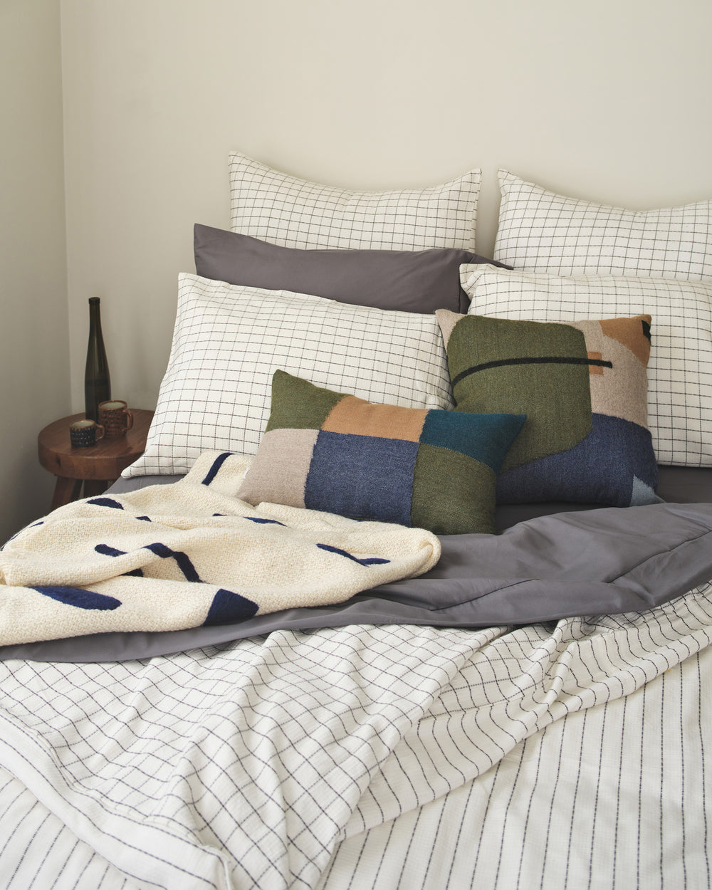 Grid Duvet Cover - Cream