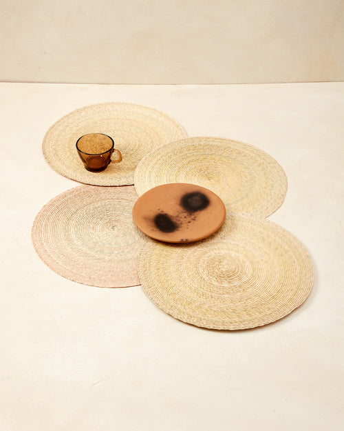ethically handwoven braided palm placemats