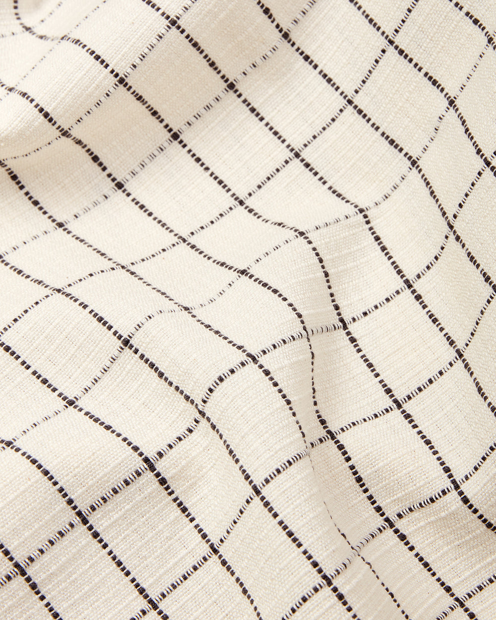 Grid Texture Cream Handwoven Fabric by the Yard