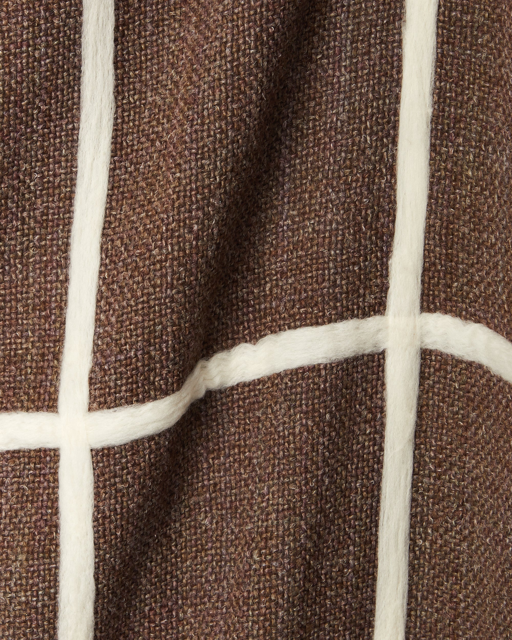 Ethically handwoven and needle felted Merino MINNA Ladder Throw in Brown