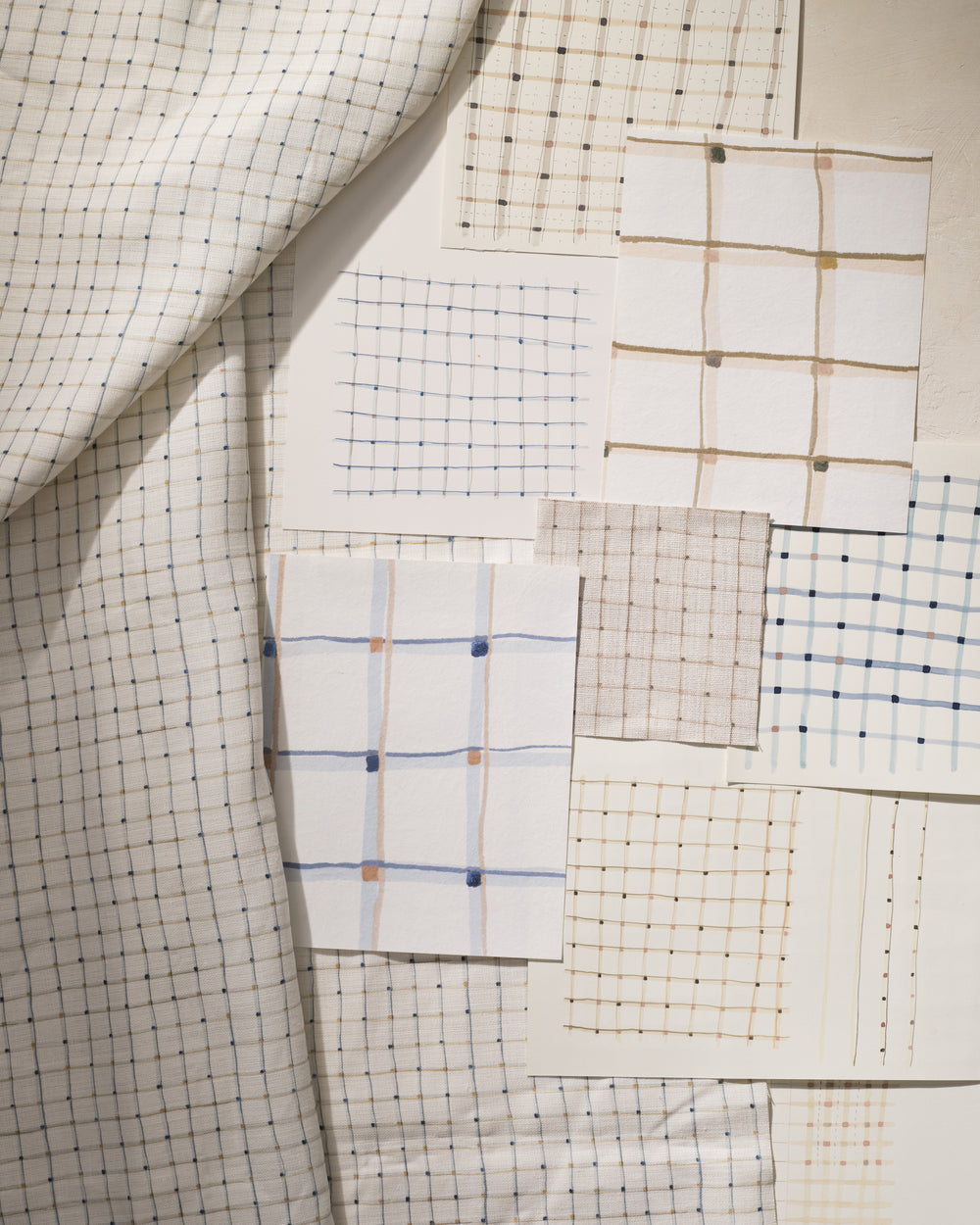 Painted Grid Fabric - Charcoal