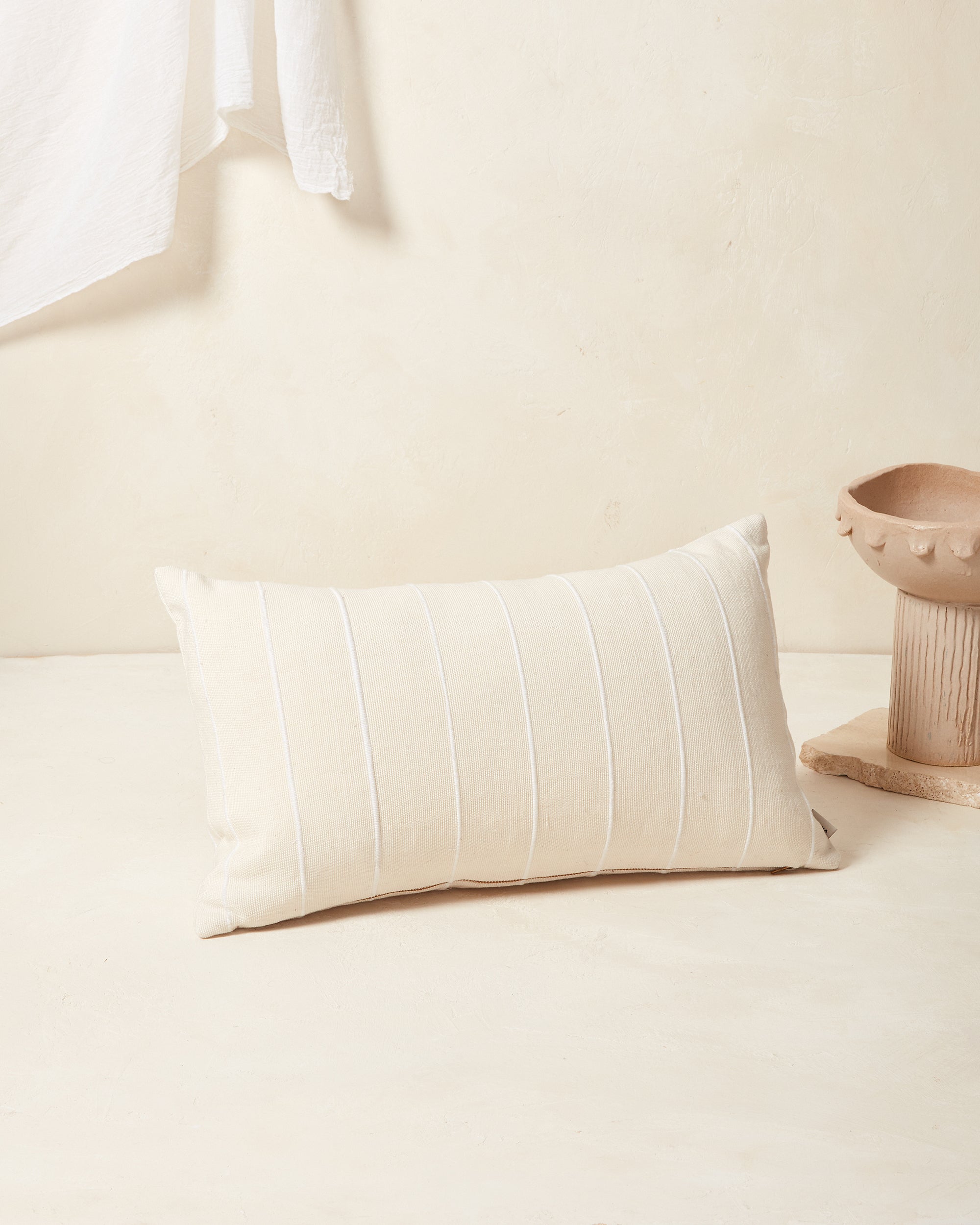 Recycled Stripe Lumbar Pillow - Cream