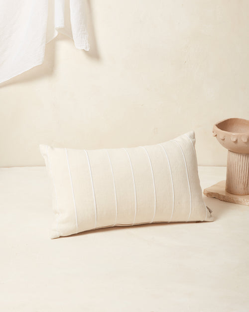 Recycled Stripe Lumbar Pillow - Cream