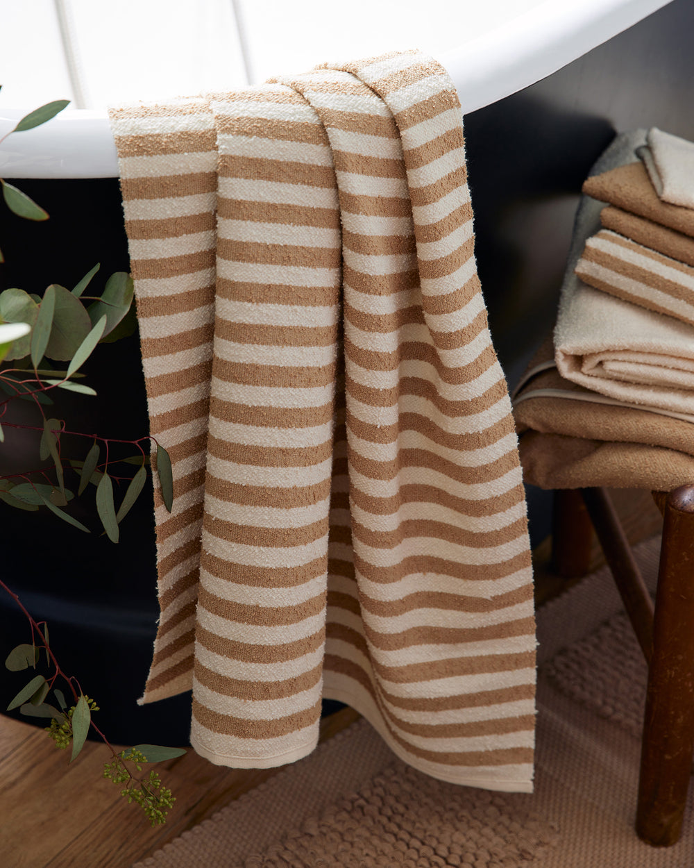 Everyday Bath Towel in Fawn Stripe - Ethical Home Decor