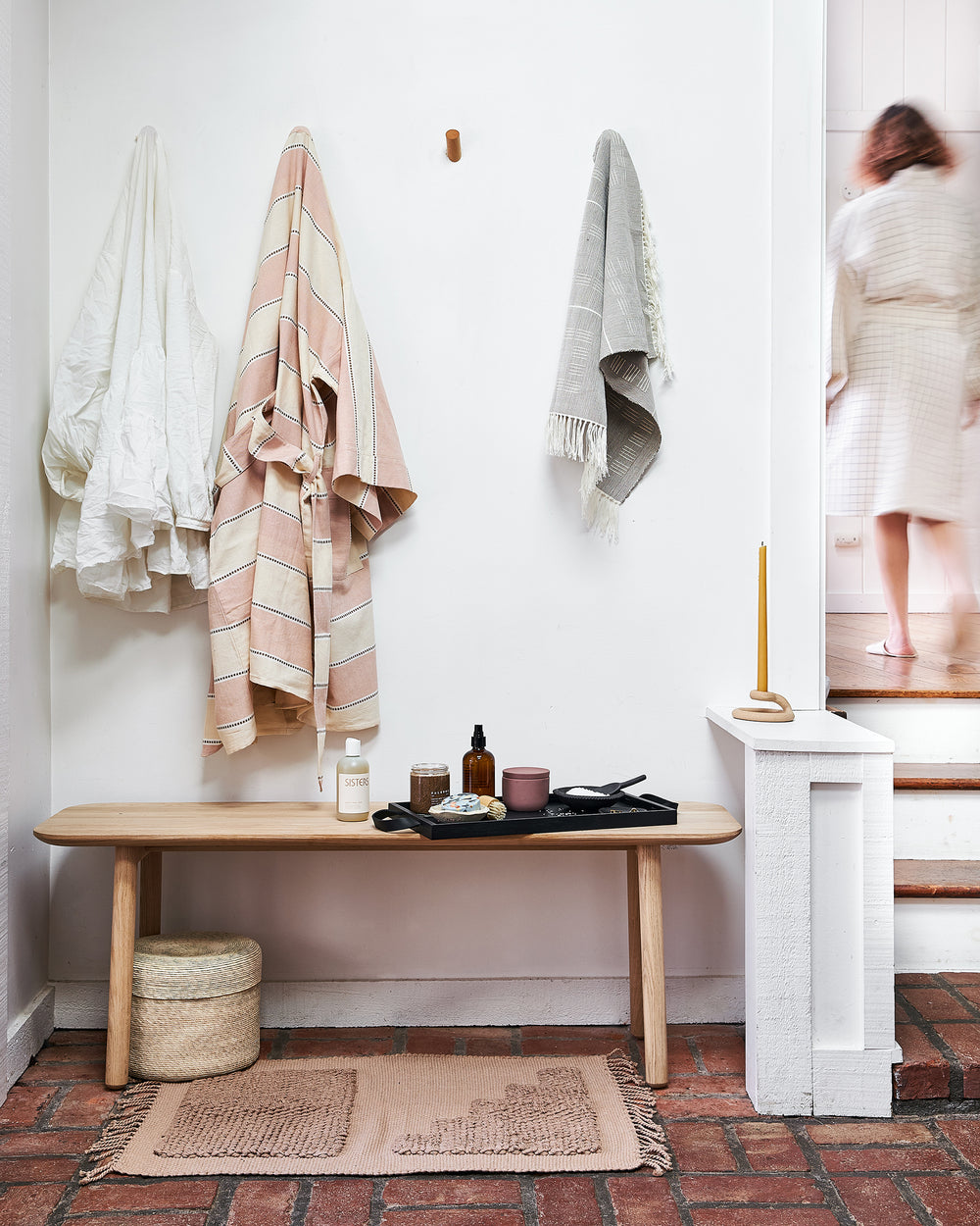 Tan Beige Yarn Dyed Linen Kitchen Tea Dish Towels - a Pair