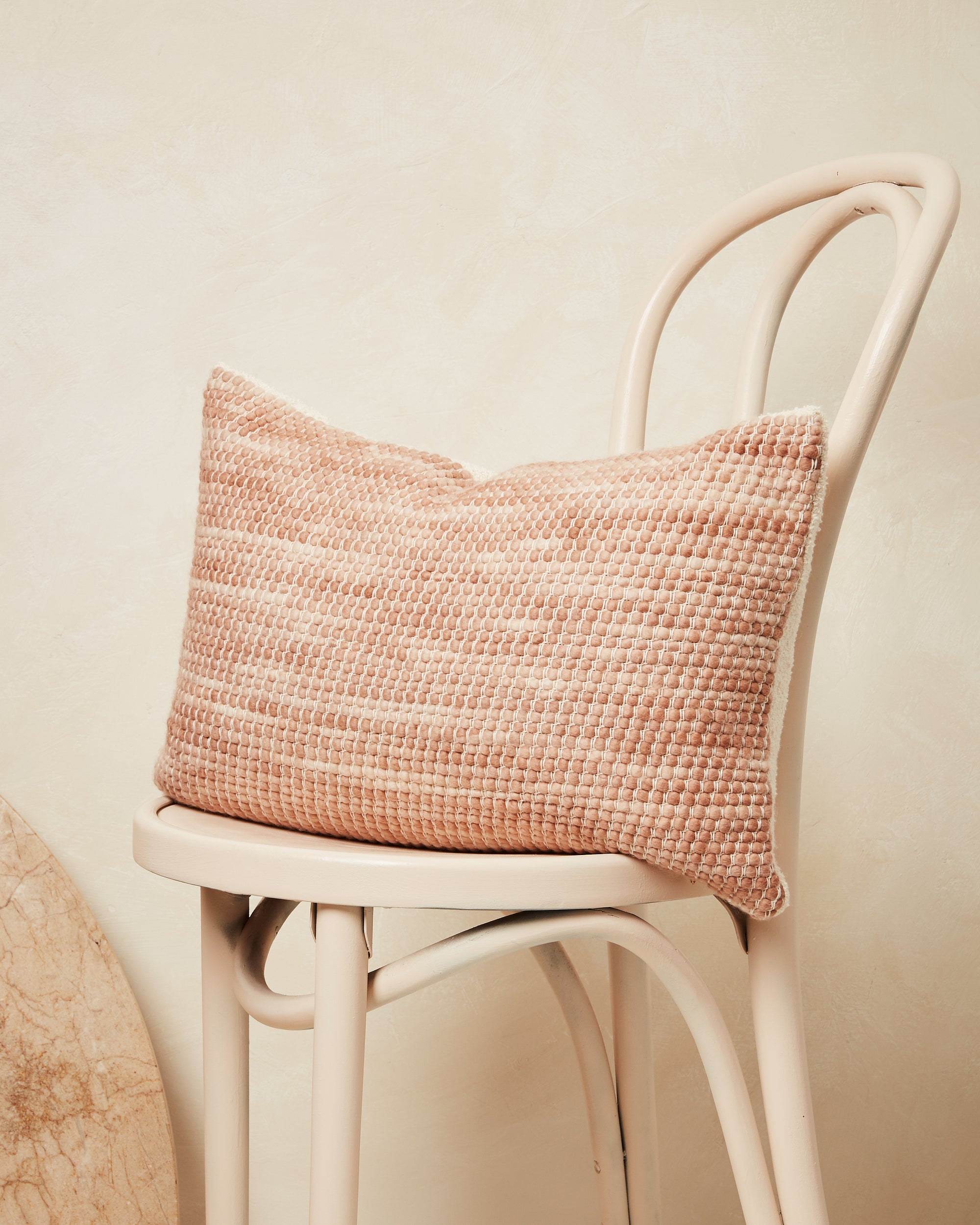 Ethically handwoven naturally dyed textural merino MINNA Sheila Pillow Salmon