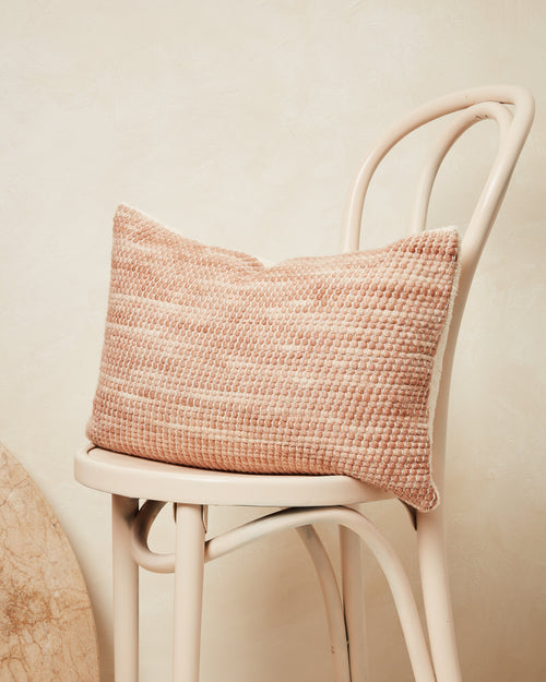 Ethically handwoven naturally dyed textural merino MINNA Sheila Pillow Salmon