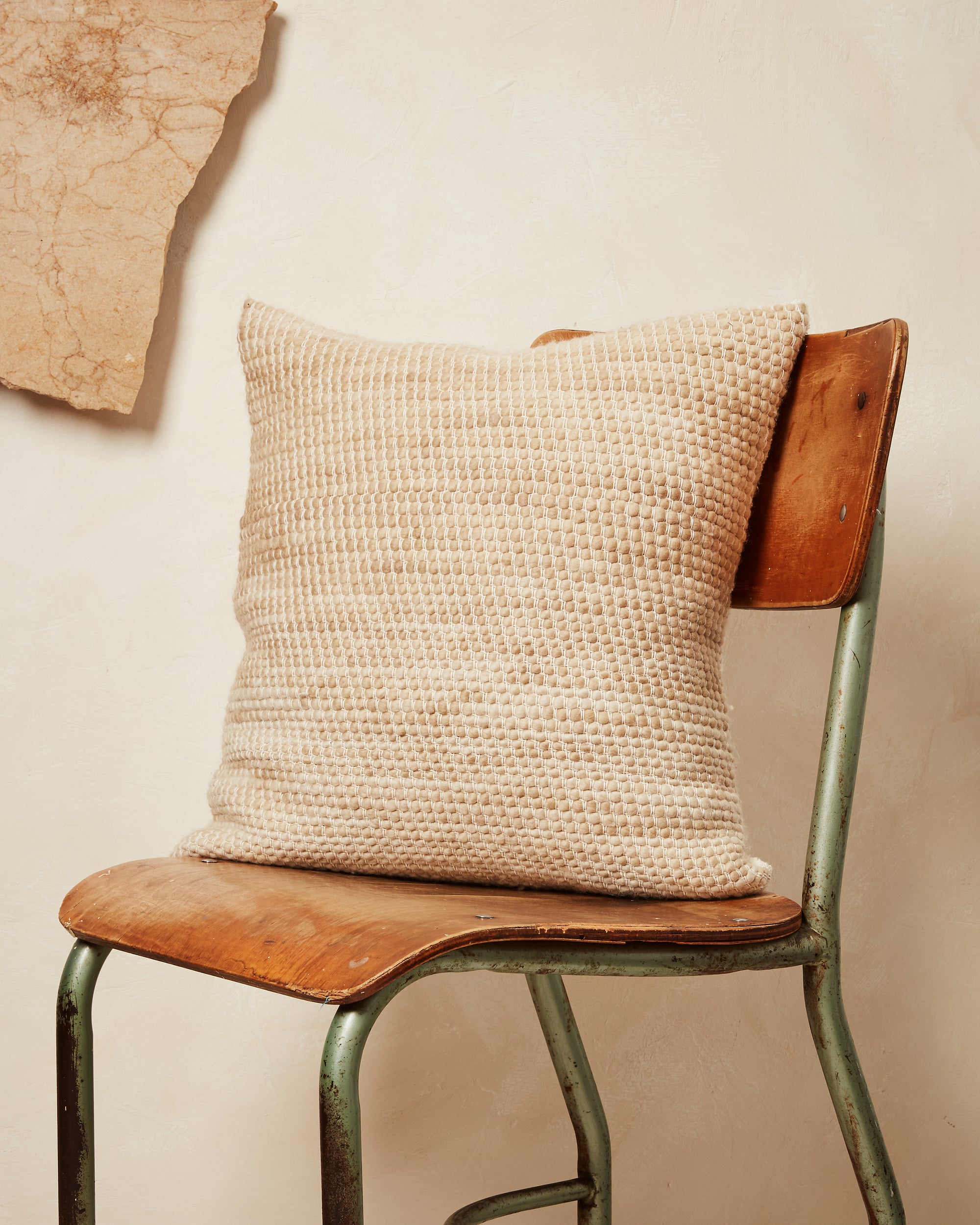 Ethically handwoven naturally dyed textural merino MINNA Sheila Pillow Wheat