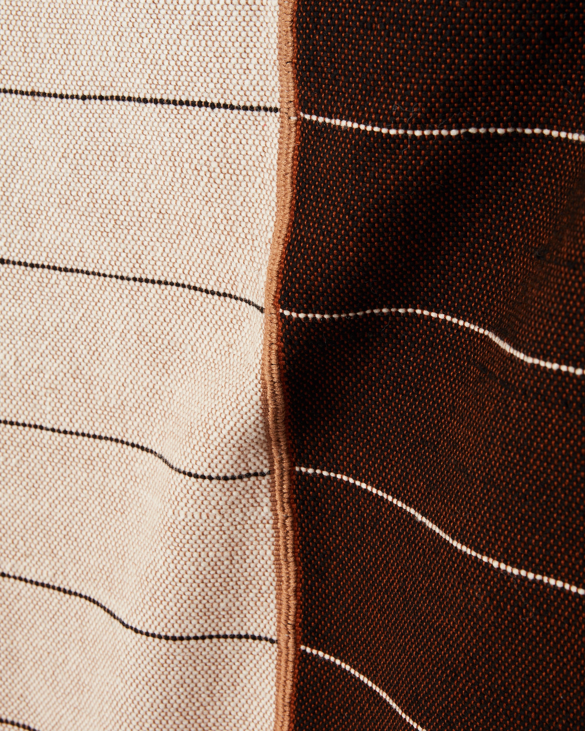 close up of MINNA agnes throw, cotton and naturally dyed wool