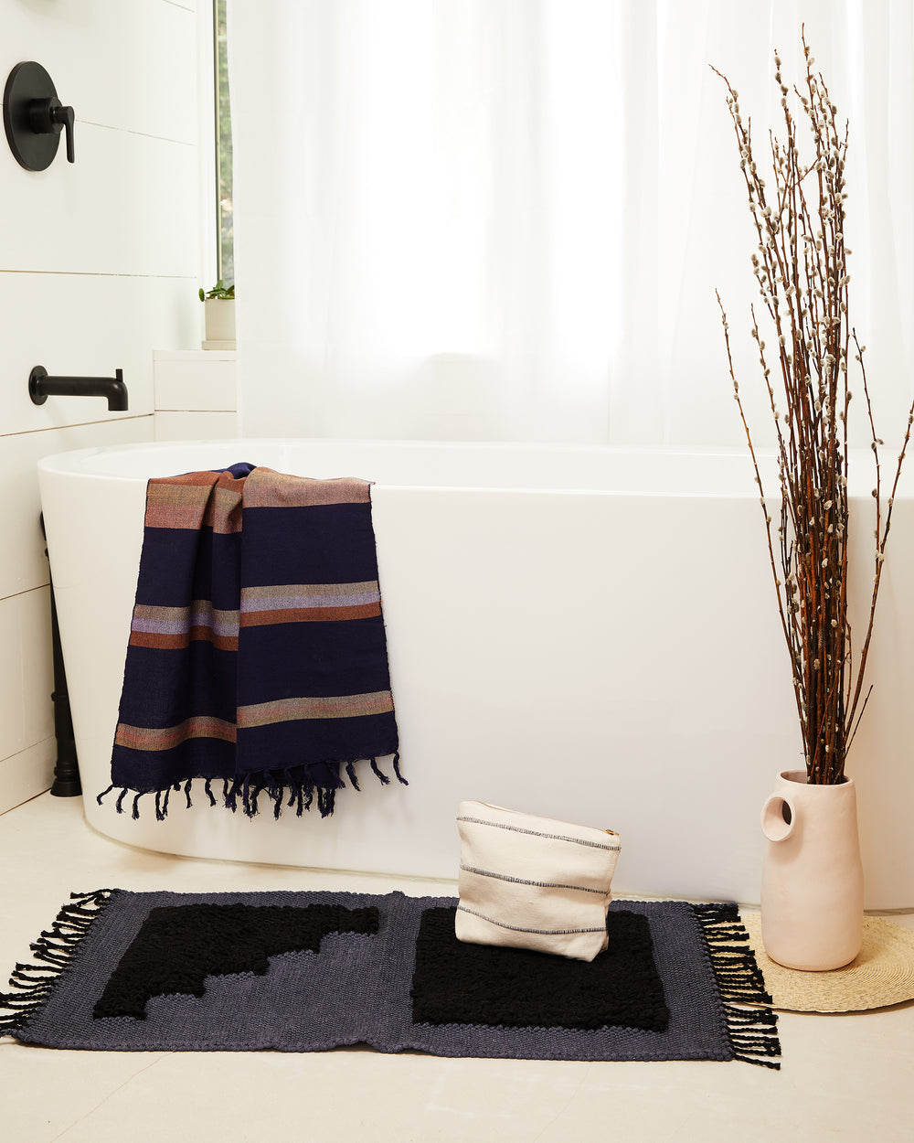 Fruit Stripe Bath Towel in Plum - Ethical Home Decor