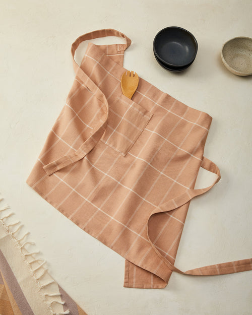 Grid Bistro Apron - Peach