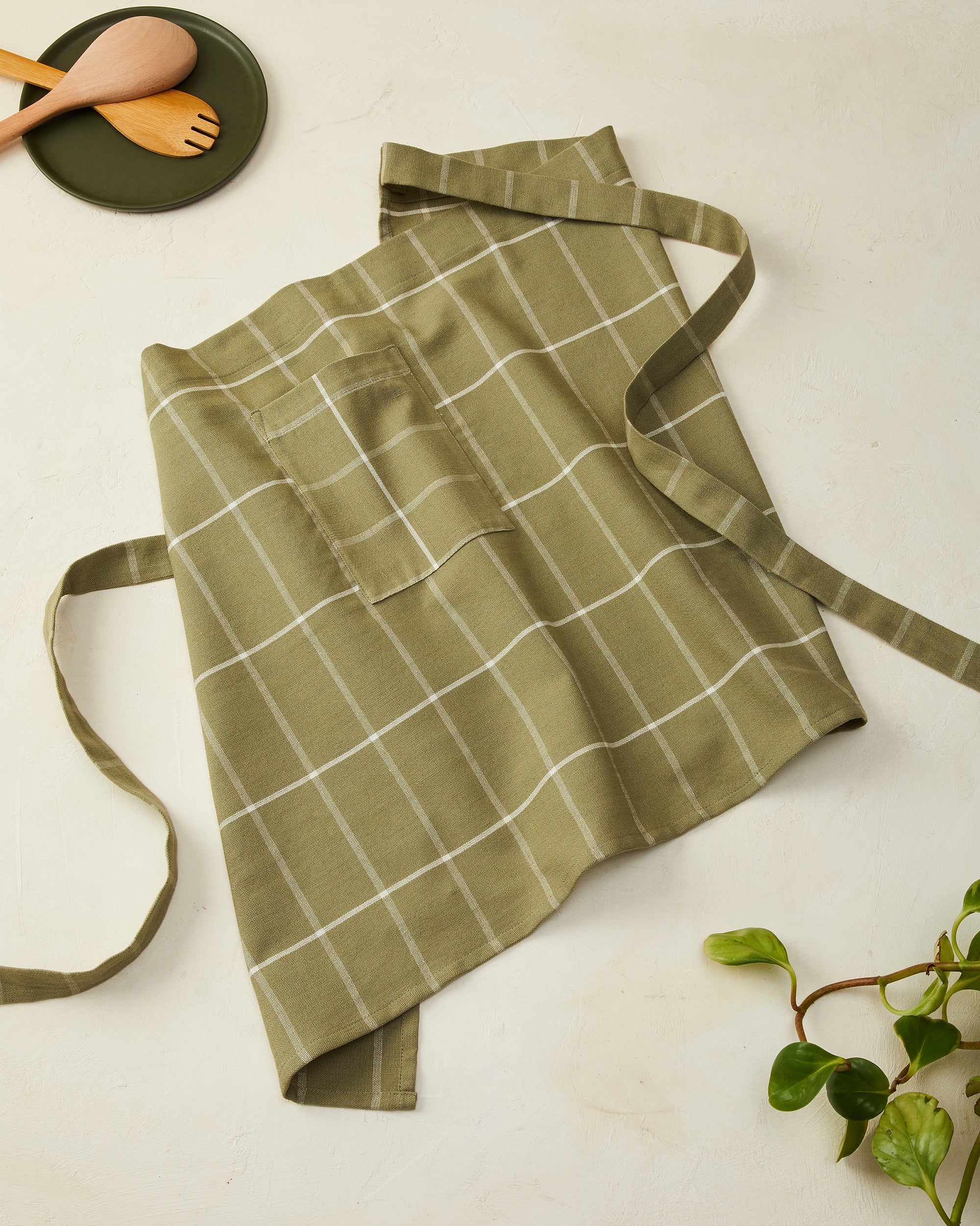 Grid Bistro Apron - Sage