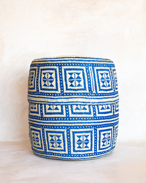 Large Oaxacan Woven Basket - Cobalt