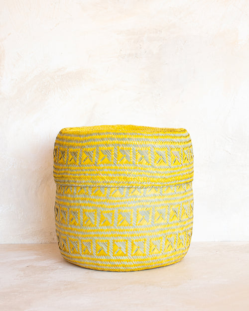 Medium Oaxacan Woven Basket - Gold