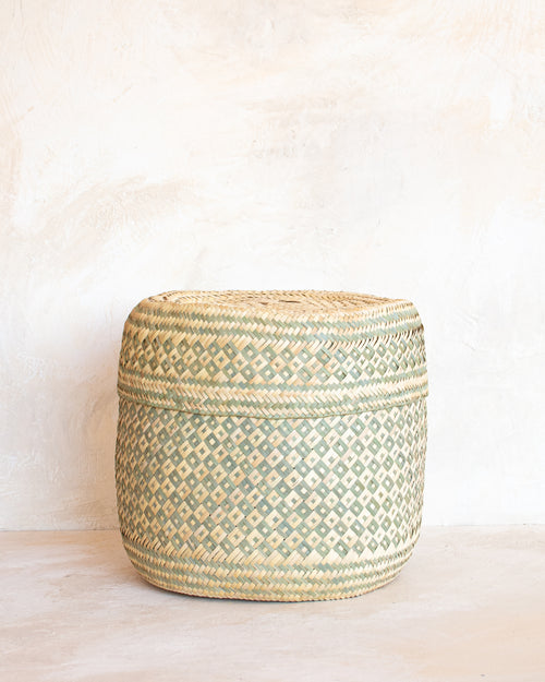 Medium Oaxacan Woven Basket - Sage