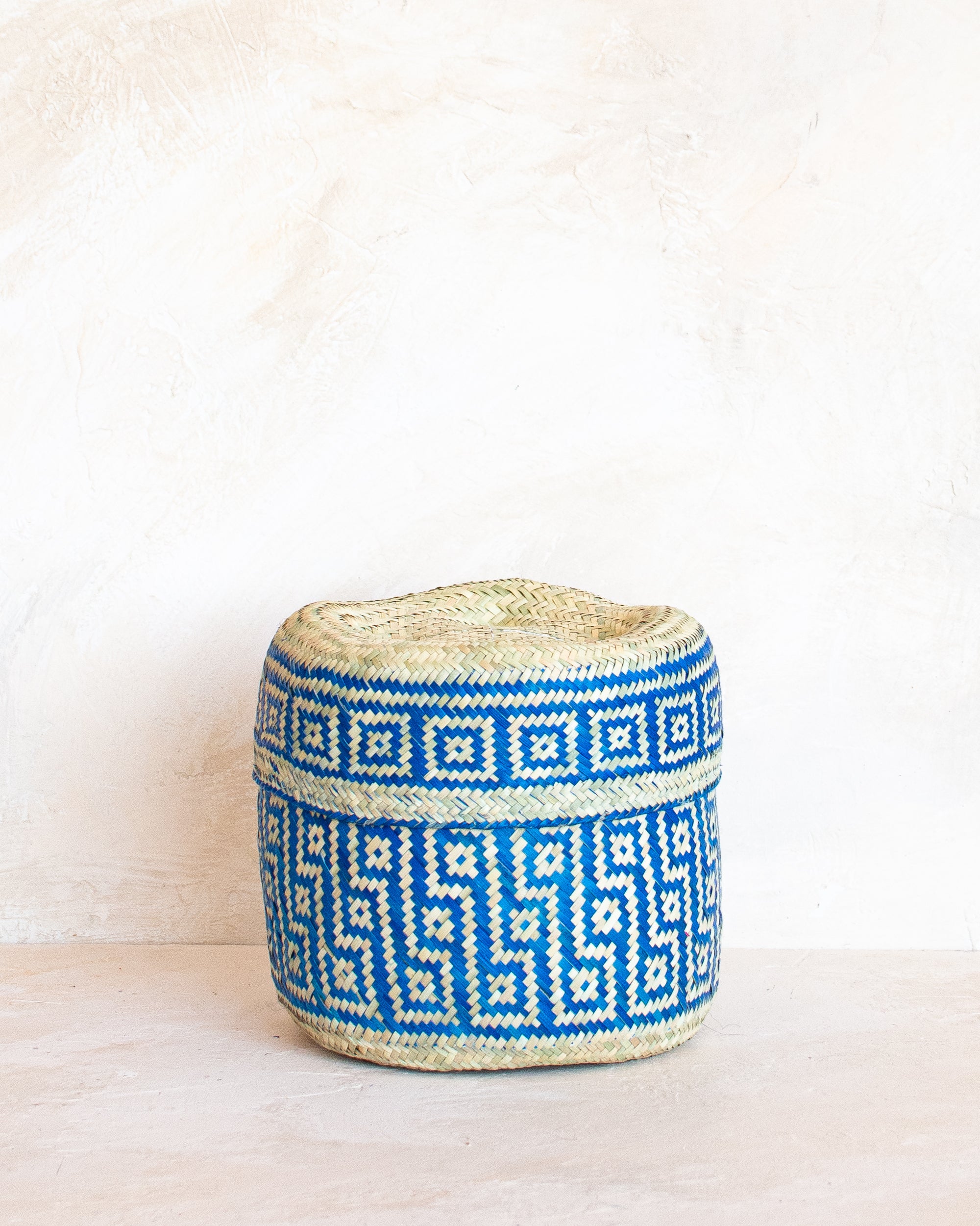 Small Oaxacan Woven Basket - Cobalt