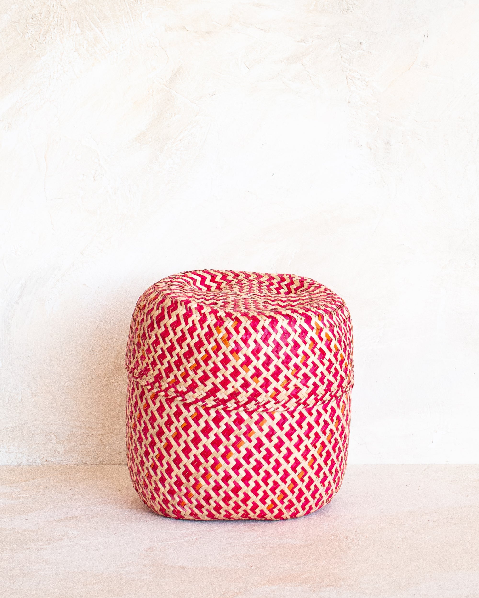 Small Oaxacan Woven Basket - Crimson