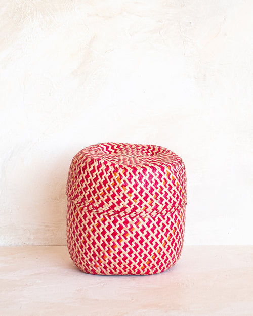 Small Oaxacan Woven Basket - Crimson
