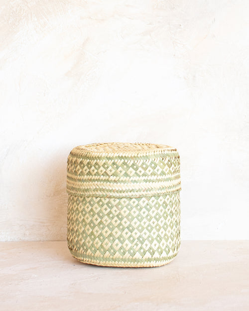 Small Oaxacan Woven Basket - Sage