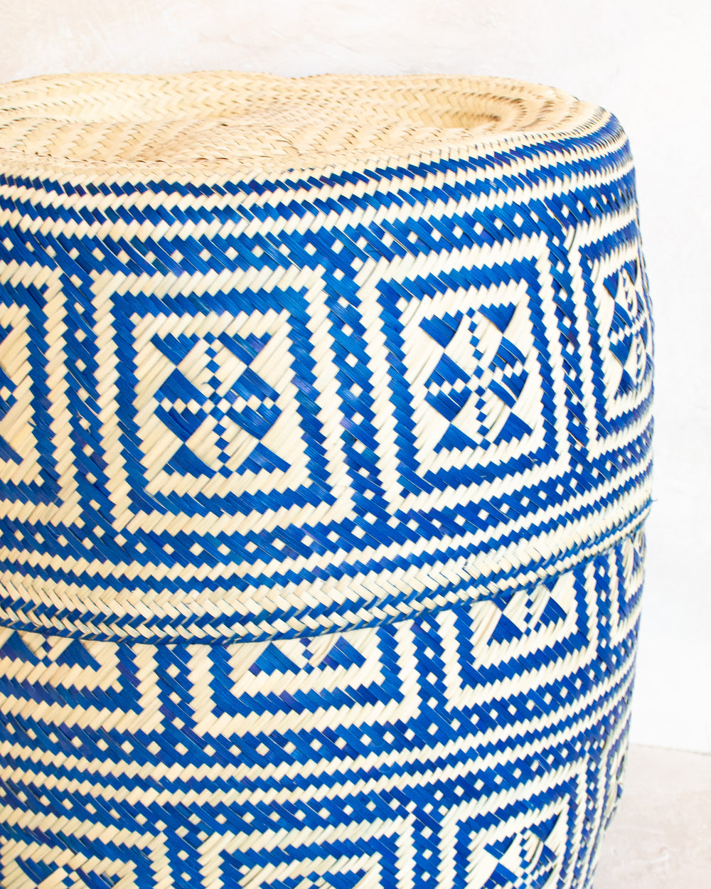 Large Oaxacan Woven Basket - Cobalt