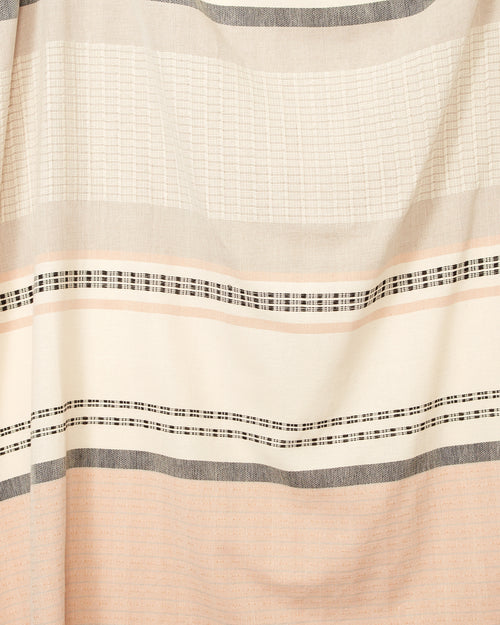 ethically handwoven oeko-tex certified cotton fabric yardage and blanket by MINNA, neutral beige stripes