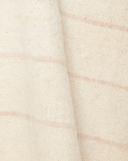close up ethically handwoven brushed wool cozy warm throw MINNA neutral