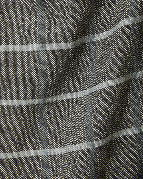 detail ethically handwoven GOTS-certified organic cotton MINNA Louise decorative throw blanket, dusk dark blue