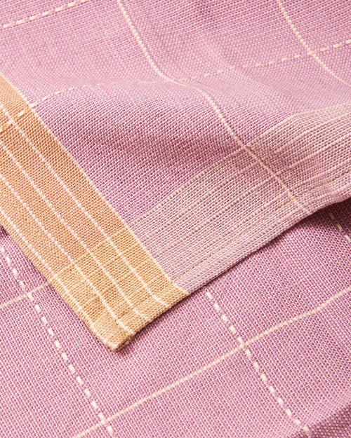 Ethically Handwoven Textile Cotton Napkin by MINNA - close-up of the Rosefinch, lilac colorway. 