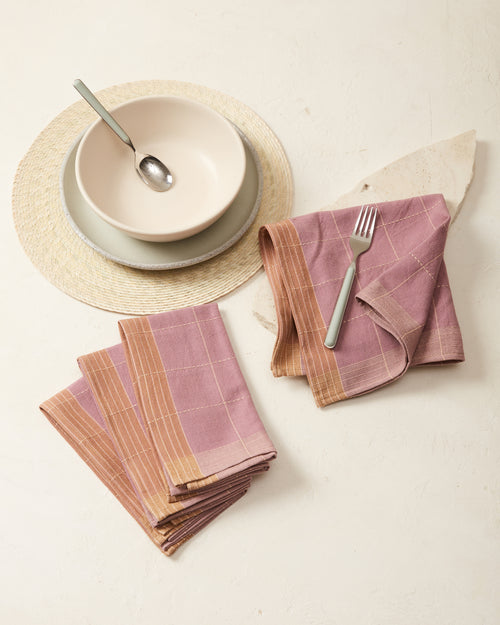 MINNA Meridian Napkin in Rosefinch Handwoven with 100% Cotton Fibers