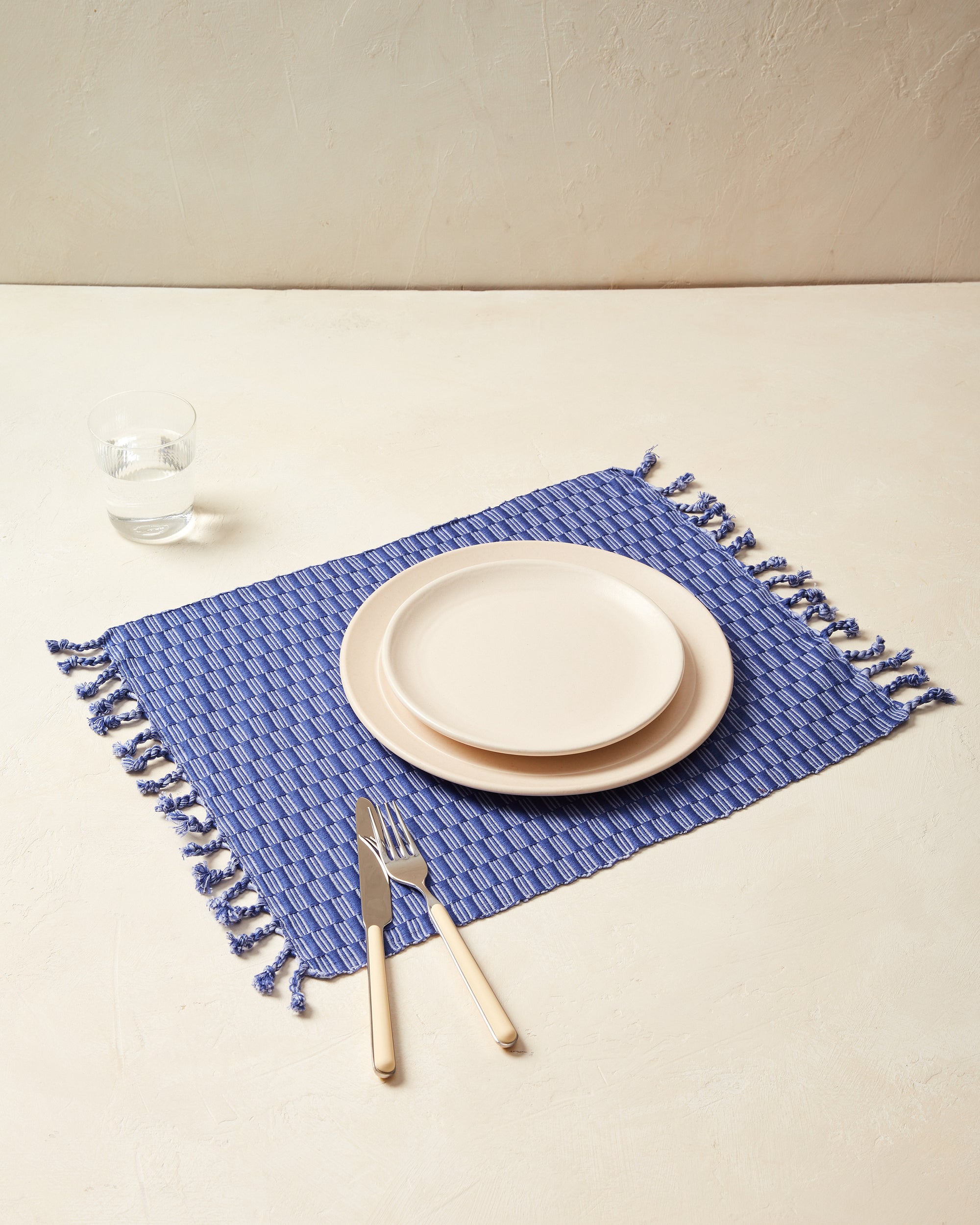 ethically handwoven placemat, panalito style. cobalt blue, iris, MINNA