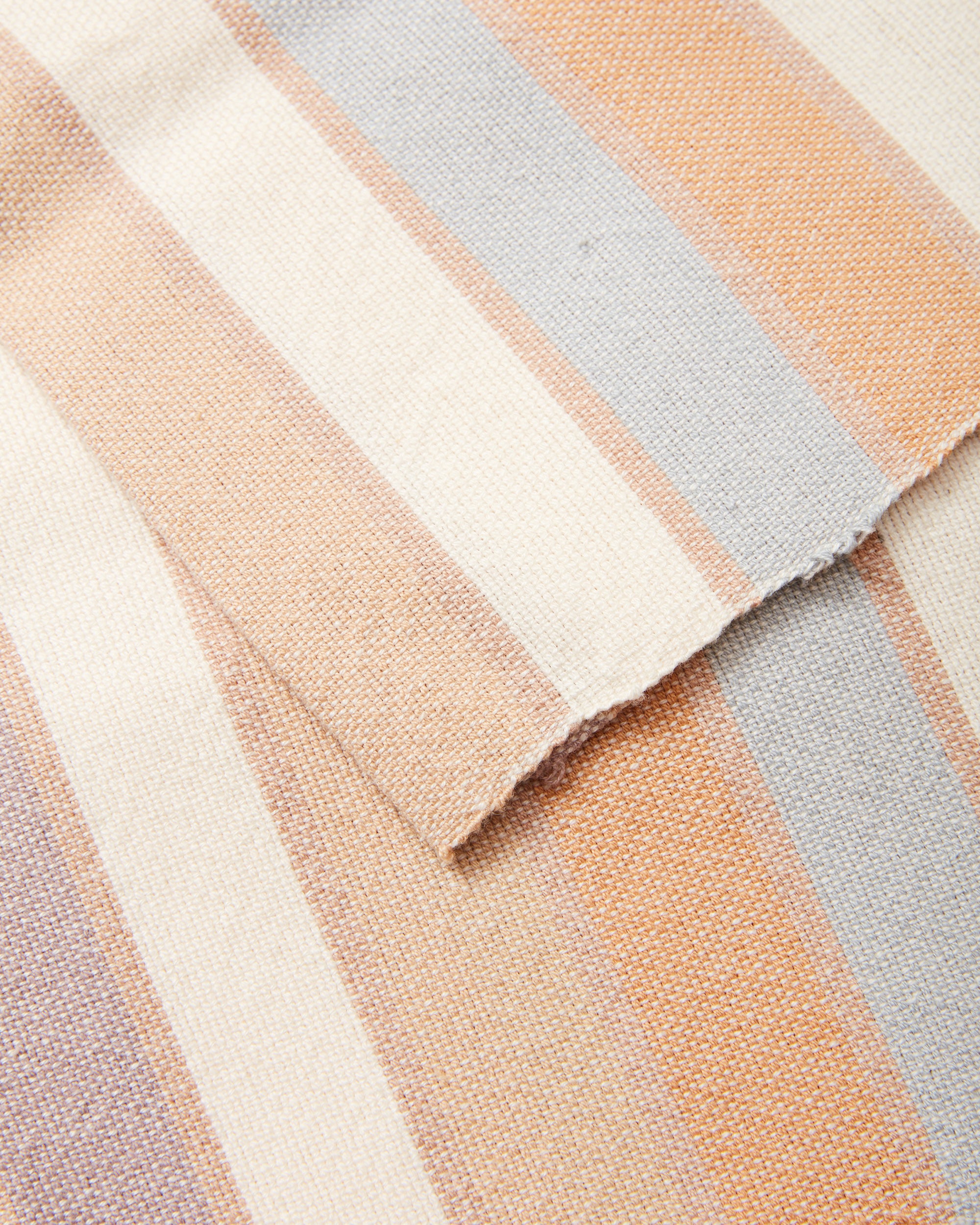 Close up detail ethically handwoven cotton MINNA Pear Stripe Napkin, neutral