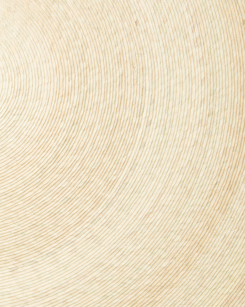 close-up MINNA ethically handwoven palm circular rug