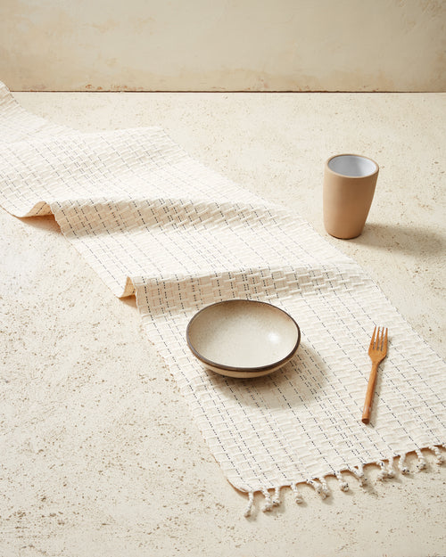 ethically handwoven cream table runner MINNA