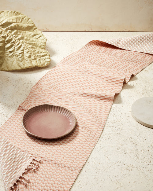 Ethically handwoven MINNA Panalito Peach table runner