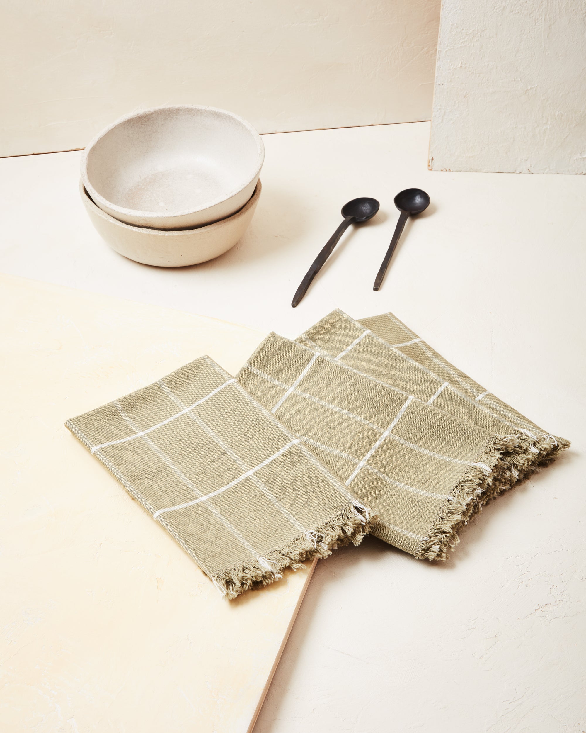 Charcoal Grid Linen Napkin