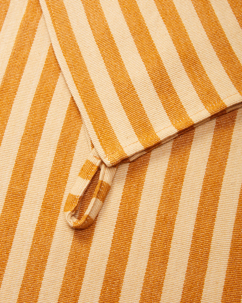 ethically handwoven cotton MINNA sol tea towel, hand towel, kitchen towel, in honey, gold, with hanging loop