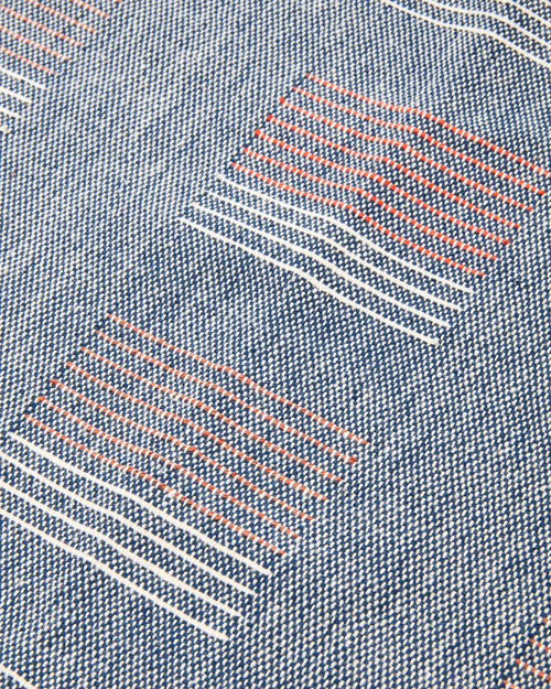 a close-up detail of ethically handwoven oeko-tex cotton MINNA napkin with textural, overshot weaving pattern