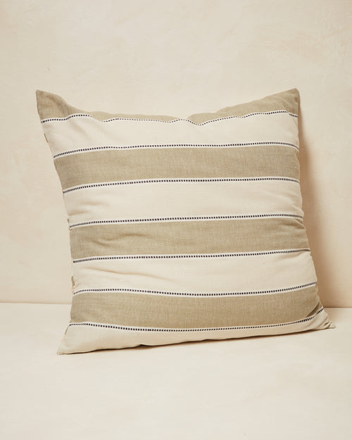 Ethically handwoven oeko-tex certified cotton MINNA pillowcases, cream and sage green stripes