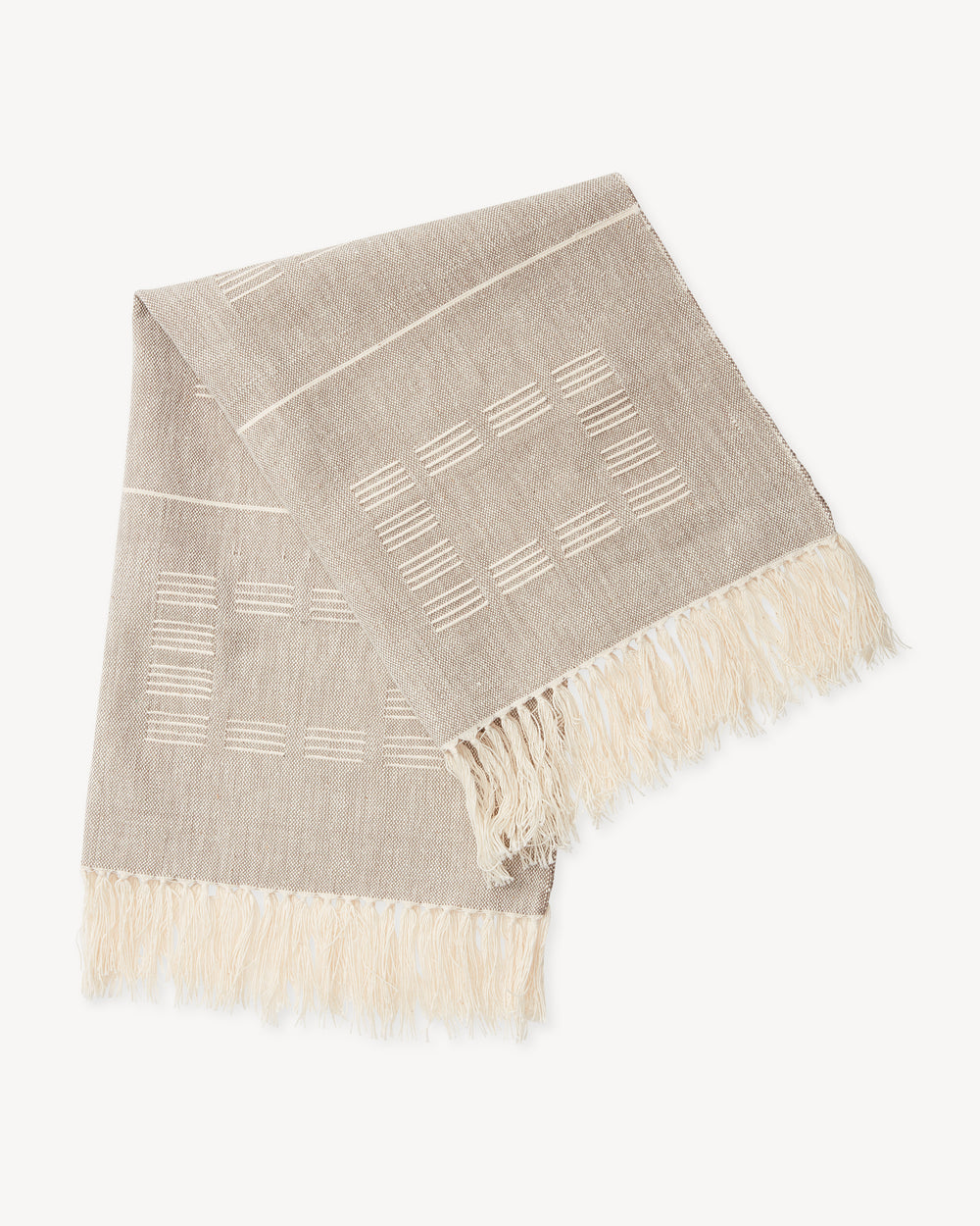 Blocks Tea Towel in Beige - Handwoven Kitchen Towels