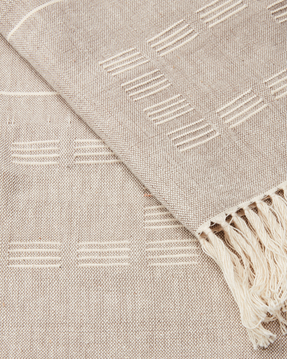 Blocks Tea Towel in Beige - Handwoven Kitchen Towels