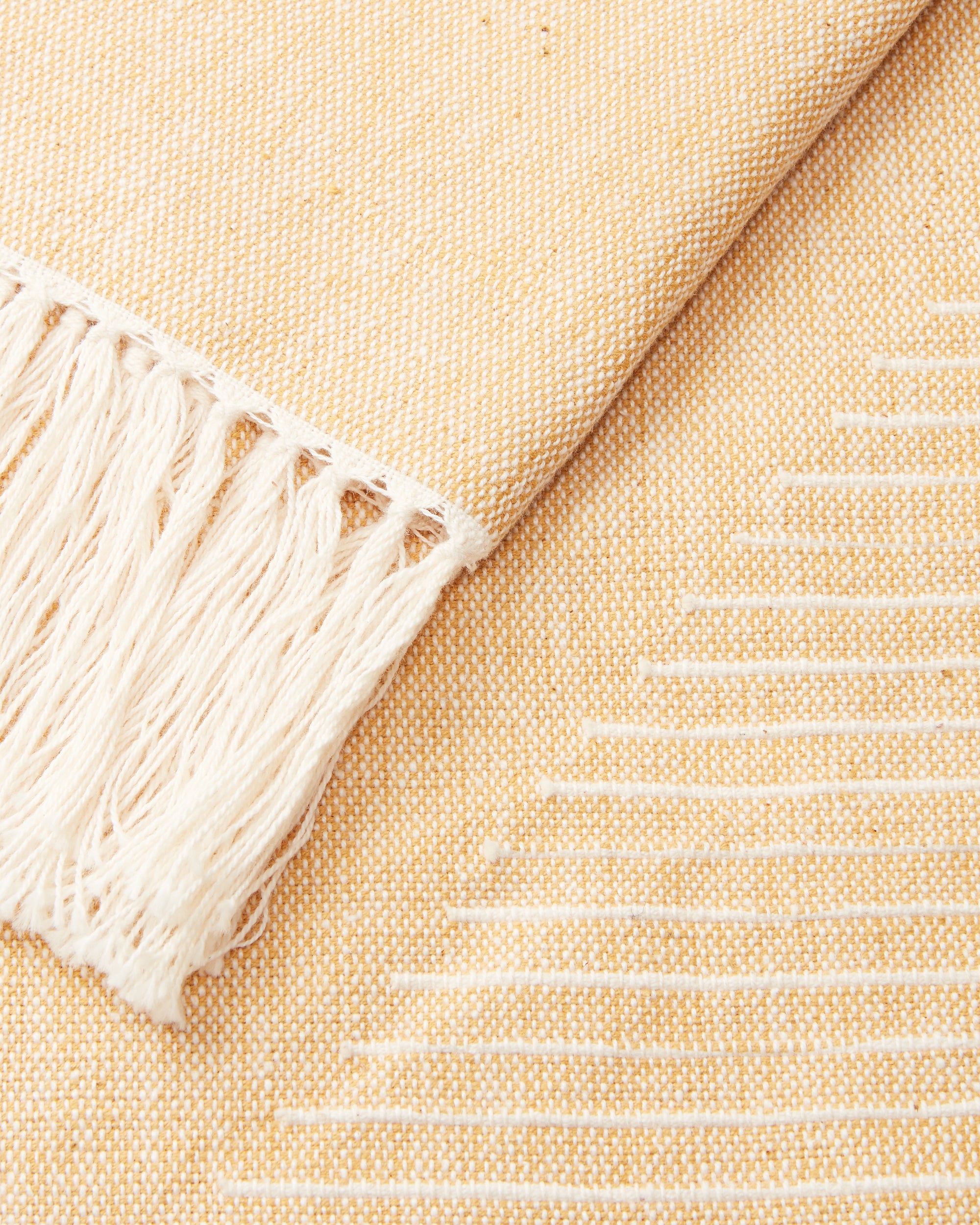 MINNA ethically handwoven tea towel 100% cotton yellow with cream triangle