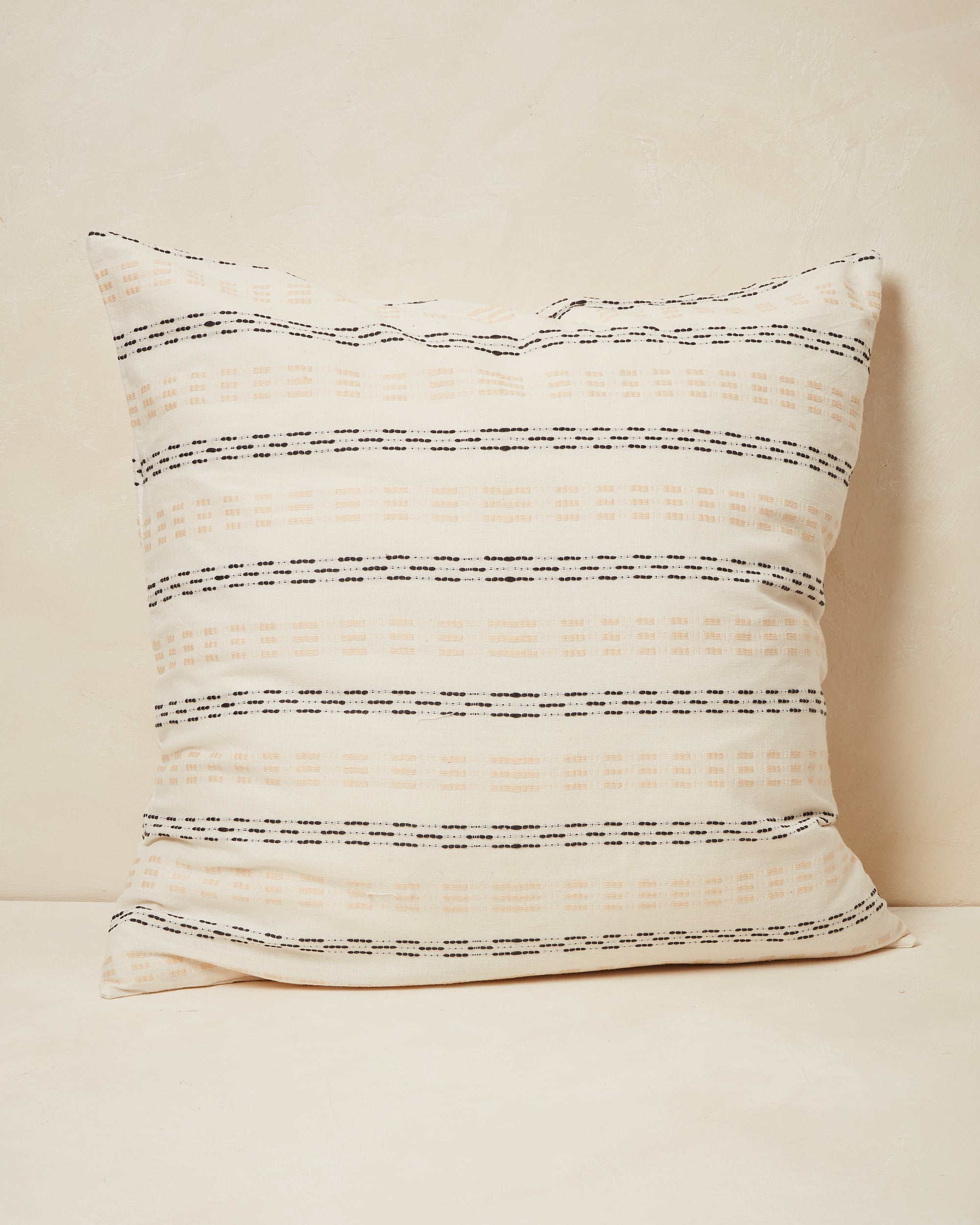  Ethically handwoven oeko-tex certified cotton MINNA pillowcases, cream and beige stripes