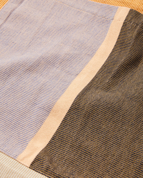 close-up detail ethically handwoven tote bag hunter green and lavender