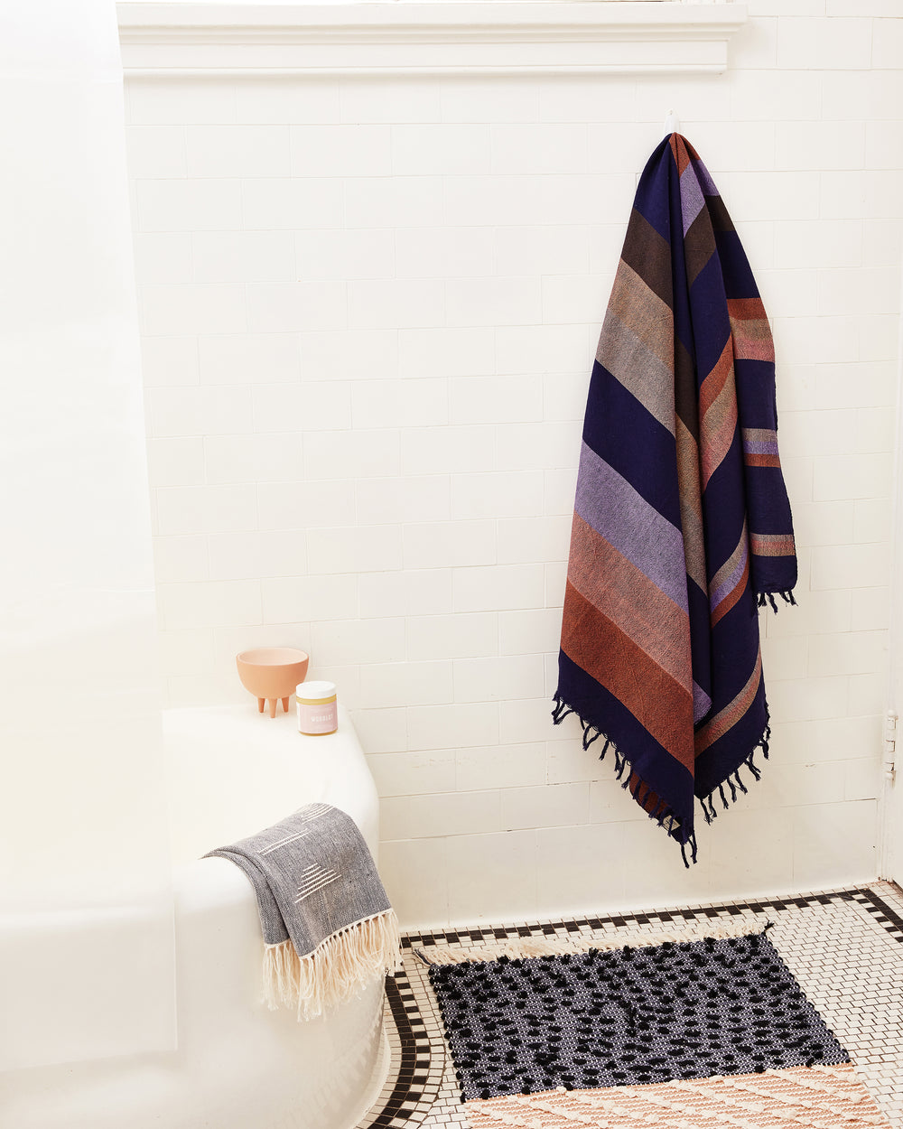Fruit Stripe Bath Towel - Plum